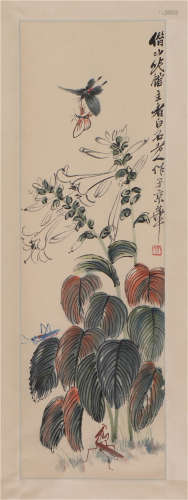 A CHINESE PAINTING FLOWERS AND BUTTERFLIES
