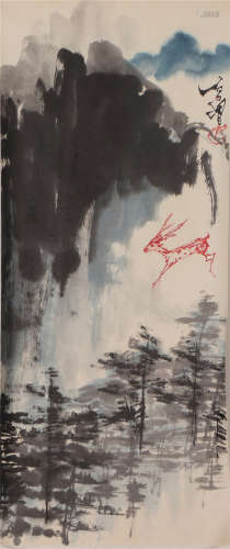 A CHINESE PAINTING MOUNTAINS LANDSCAPE