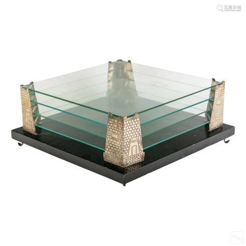 Sterling Silver and Glass Tier Matzo Passover Tray