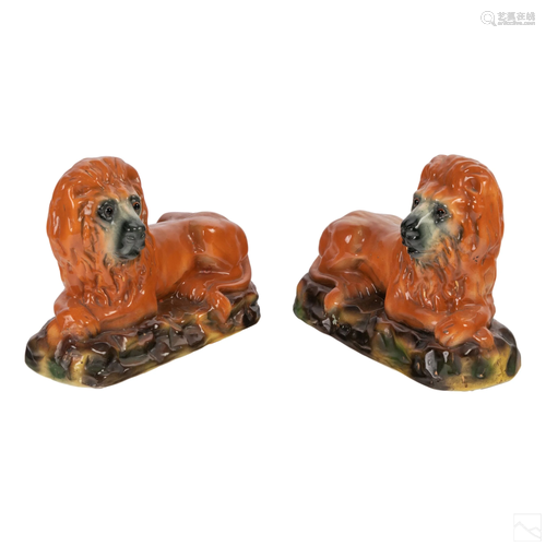 English Staffordshire English Pottery Lion Figures