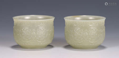 A PAIR OF CHINESE JADE CUPS