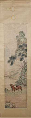A CHINESE PAINTING FINE HORSE AND PINE TREE