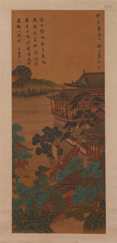 A CHINESE PAINTING PALACE AND TREE