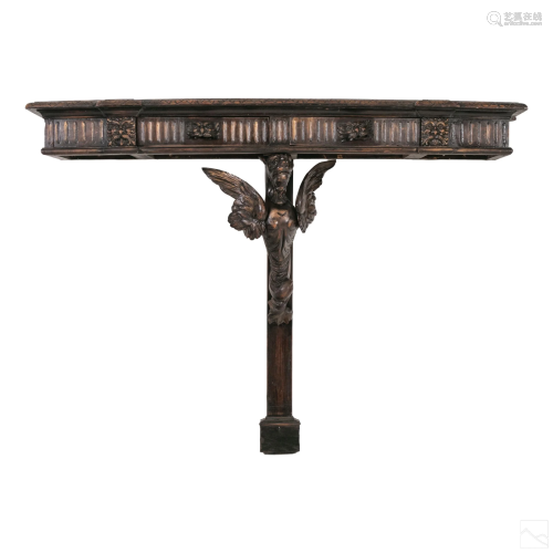 Carved Wood 4 Ft. Wall Mounted Entry Table Console