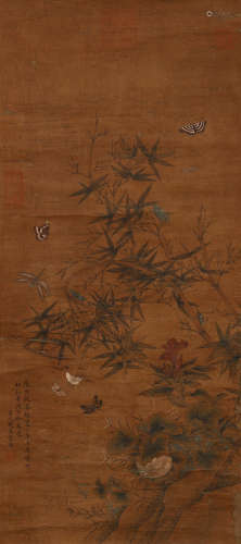 A CHINESE PAINTING BAMBOOS AND INSECTS