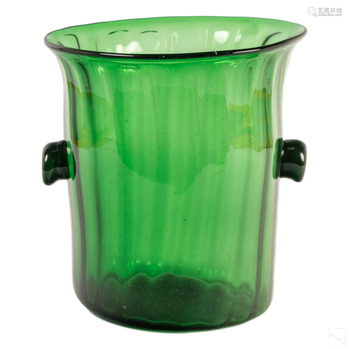 Mid Century Modern Green Murano Glass Ice Bucket
