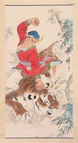 A CHINESE PAINTING WUSONG FIGHTS THE TIGER