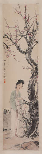 A CHINESE PAINTING LADY UNDER TREE