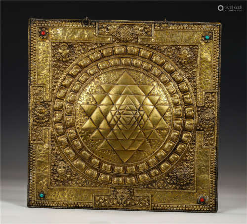 A CHINESE GILT BRONZE BUDDHA BOARD