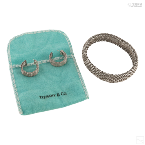 Tiffany & Co. 925 Silver Mesh Bracelet & Earrings