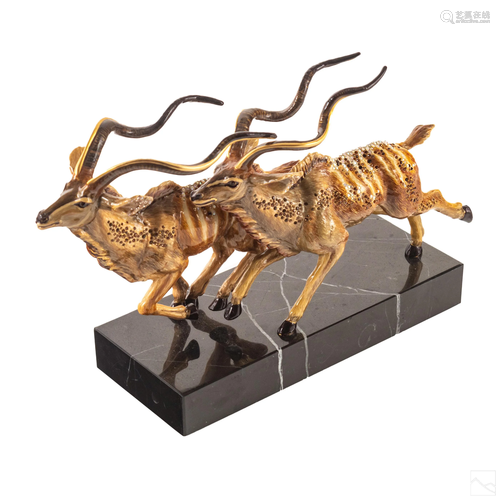 Jay Strongwater Racing Gazelles Sculpture Figurine