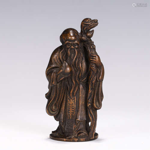 A CHINESE AGARWOOD FIGURE DECORATION