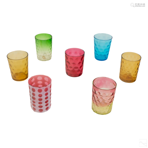 Collection of Antique Coin Dot Glass Tumbler Cups