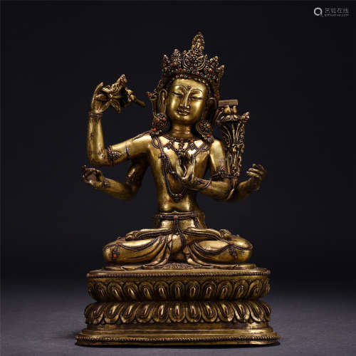 A CHINESE GILT BRONZE FIGURE OF BUDDHA