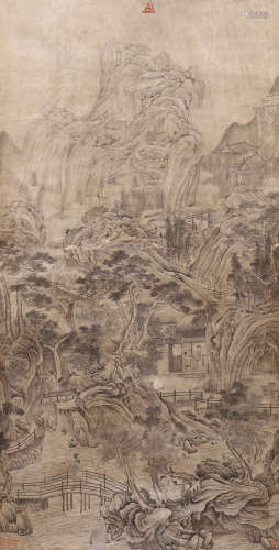 A CHINESE PAINTING MOUNTAINS LANDSCAPE