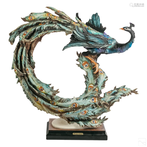 Giuseppe Armani Large Peacock Capodimonte Figurine