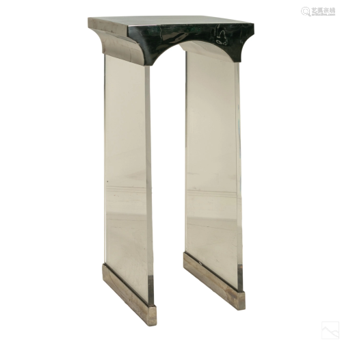 Modern Chrome and Lucite Glass Pedestal Base Stand