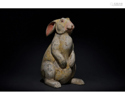 CHINESE HAN DYNASTY TERRACOTTA WHITE RABBIT - TL TESTED
