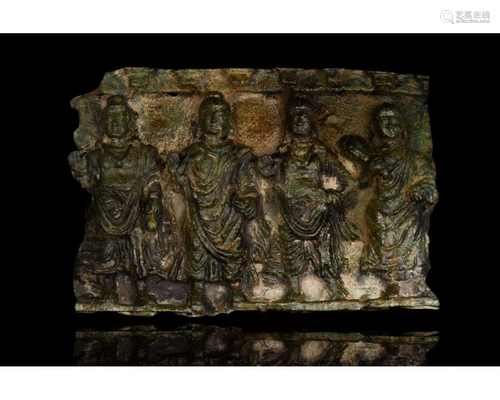 GANDHARA BRONZE FRIEZE PLAQUE WITH BUDDHA