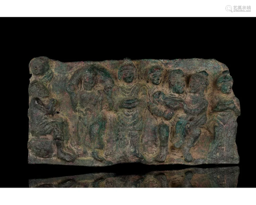 GANDHARA BRONZE FRIEZE PLAQUE WITH BUDDHA