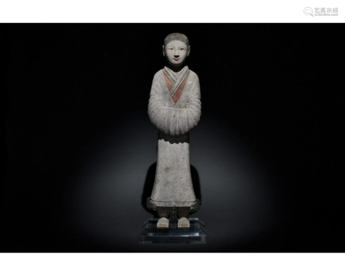 CHINESE HAN DYNASTY TERRACOTTA COURT LADY - TL TESTED