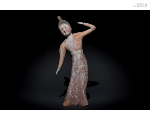 CHINESE TANG DYNASTY TERRACOTTA DANCING LADY