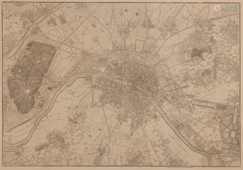 An antique map of Paris and its faubourgs