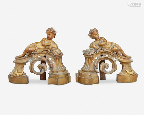 A pair of French Louis XVI-style gilt-bronze figural