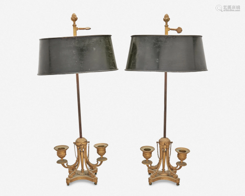 A pair of Continental Bouillotte table lamps