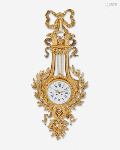 A French Louis XVI-style gilt-bronze cartel wall clock