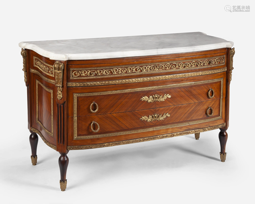 A Louis XVI-style gilt-bronze mounted commode