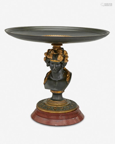 A French figural bronze tazza