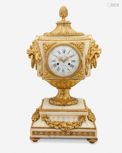 A Samuel Marti French gilt-bronze and marble mantel