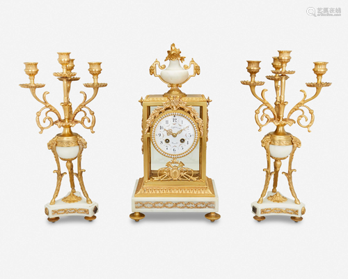 A French Samuel Marti gilt-bronze mantel clock with