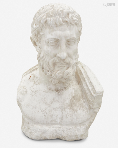 A plaster cast of a Classical-style portrait bust