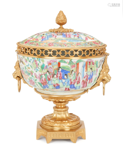 A gilt-bronze mounted Chinese export Famille Rose