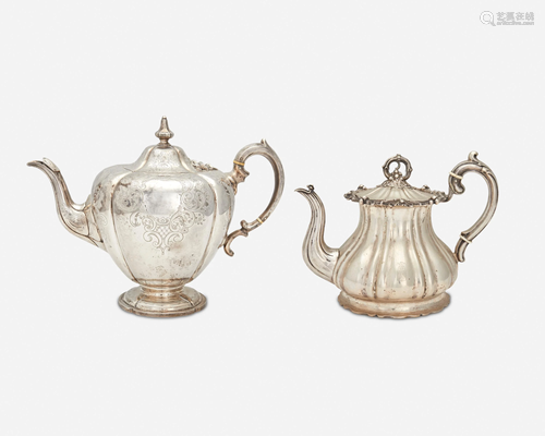 Two silver teapots