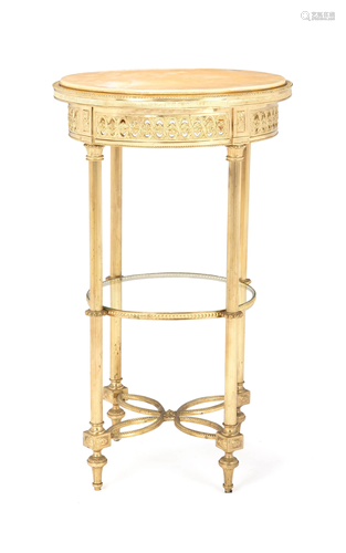 A French polished brass gueridon table