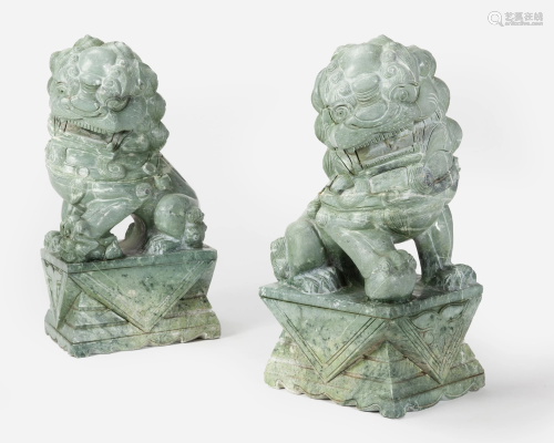A pair of large Chinese carved stone 
