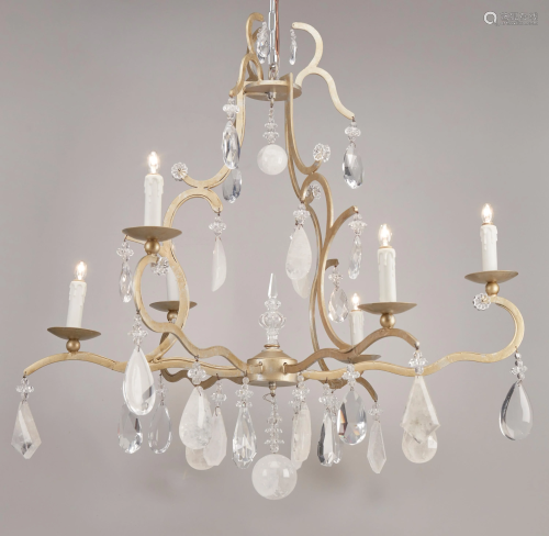 A rock crystal and cut glass chandelier