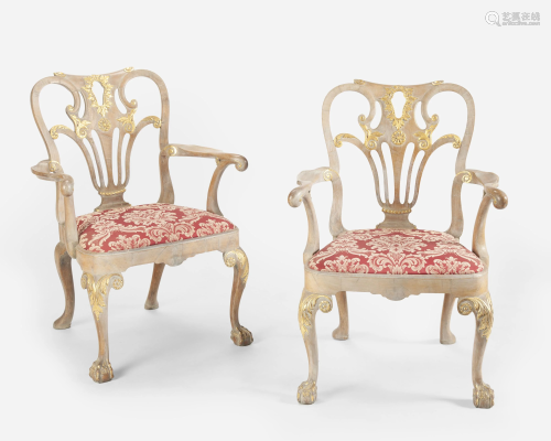 A pair of English armchairs