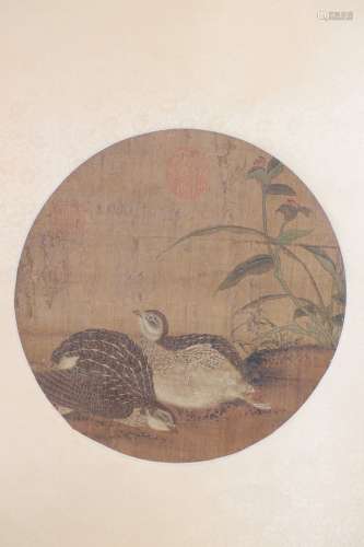 佚名宋画平安图团扇（lot201-223为同一藏家）绢本立轴