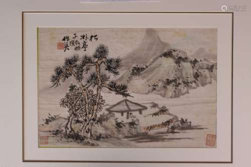 蒲华山水（lot069-101为同一藏家）纸本镜片