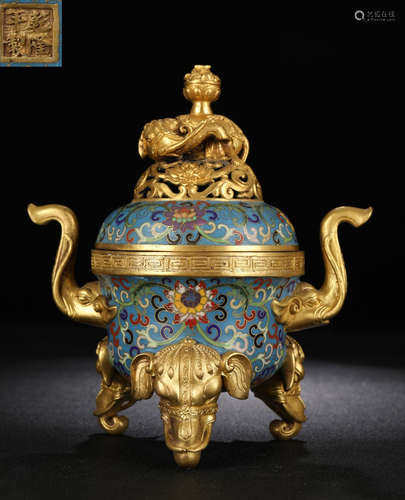 GILT BRONZE BEAST PATTERN CENSER