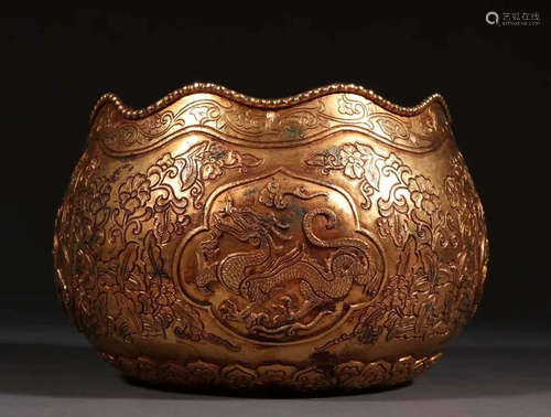 GILT BRONZE CAST BEAST PATTERN BOWL