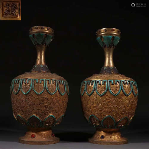 GILT BRONZE CAST VASE PAIR