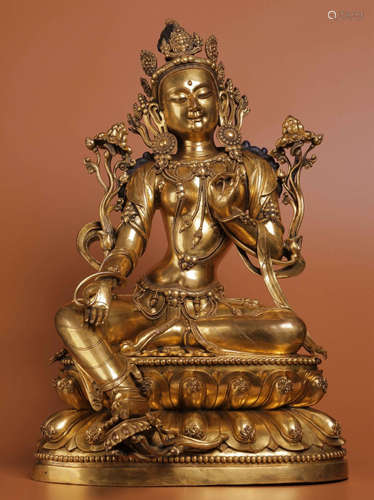 GILT BRONZE CAST TARA STATUE