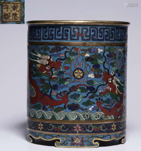 QIANLONG MARK CLOISONNE BRUSH POT