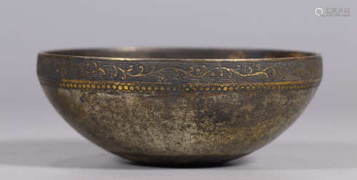 GILT SILVER FLOWER PATTERN BOWL