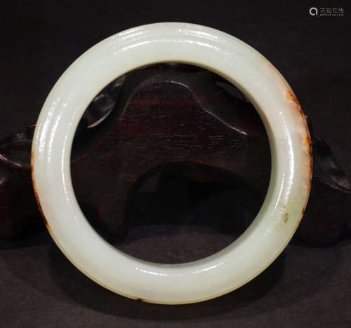 HETIAN JADE CARVED BANGLE